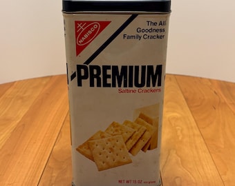 Vintage Nabisco Premium Saltines Tin – 1978 Advertising Canister – Kitchen Storage