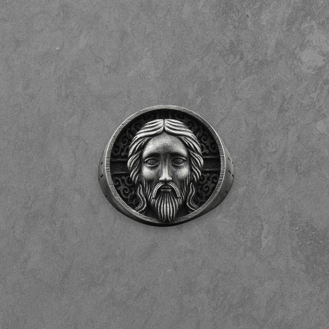 Jesus Christ Signet Ring – Byzantine Orthodox Icon Ring in Oxidized ...