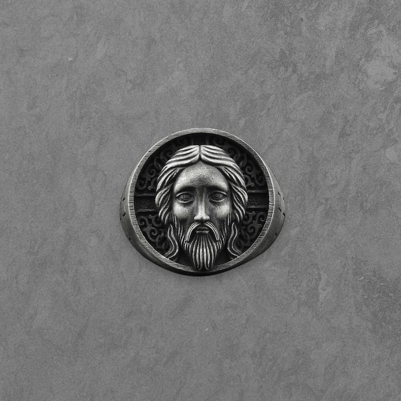 Jesus Christ Signet Ring – Byzantine Orthodox Icon Ring in Oxidized ...