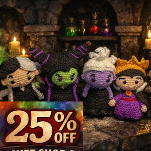 Handmade Crochet Villain Dolls Set, Amigurumi Collectibles with Embroidered Details, image 1