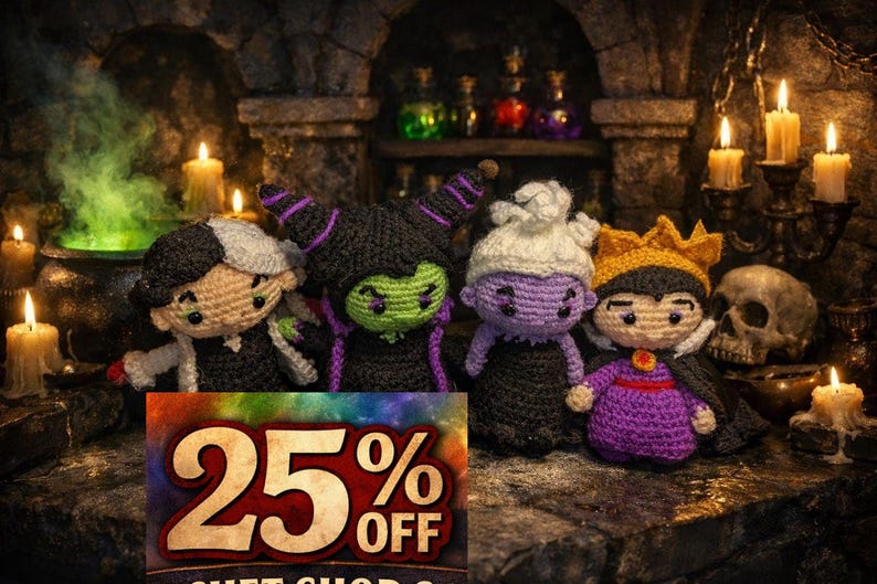 Handmade Crochet Villain Dolls Set, Amigurumi Collectibles with Embroidered Details, image 1