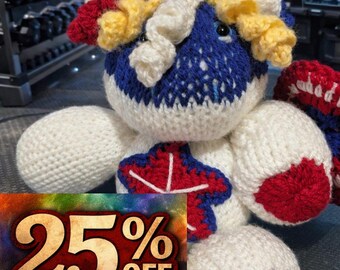 Handgemaakte op Captain America geïnspireerde eenhoorn-snuggle-decoratie met schild