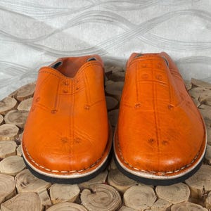 Handmade Moroccan Leather Babouche Slippers for Men – Soft Sole Orange Balgha Mules by goodhandcrafted