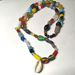 Colorful beaded cowrie shell  necklace