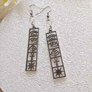 Stainless steel Egyptian ankh eye of horus earrings