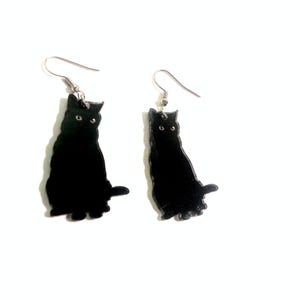 Black cat earrings