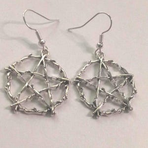 Silver pentagram earrings