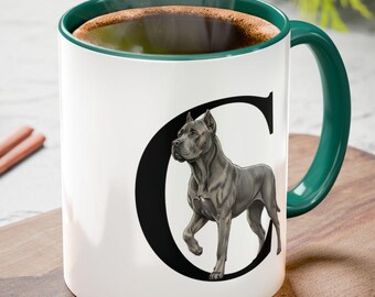 Cane Corso C Initial Mug, Cane Corso Monogram Mug, Alphabet Dog Mug,  Personalized Dog Lover Gift, Cane Corso Gifts