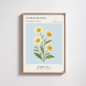 Daisy – April Birth Flower Print | Vintage Botanical Poster | The Flower of Innocence| Birthday Gift Wall Art
