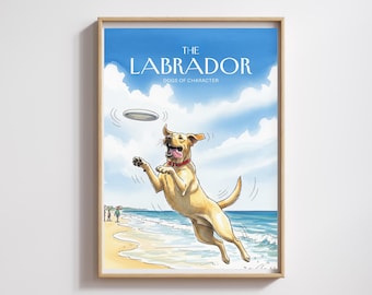 Yellow Labrador Beach Print: Coastal Dog Art (Digital Download)