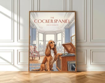 Vintage Cocker Spaniel Print: Dog Art, Record Player, London Decor (Fine Art Poster)