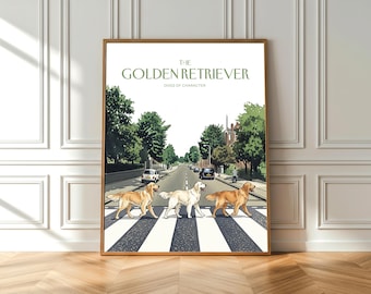 Golden Retriever durch die Abtei von Little Road Aquarell Druck: Hundeliebhaber Wandkunst (Fine Art Poster)
