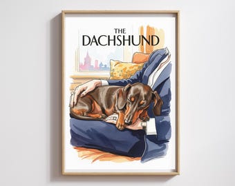 Hund Aquarell Dackel: Hund auf dem Schoß
