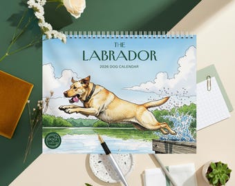 Calendario de Labrador 2026: Planificador de pared ilustrado / Regalo para amantes de los labradores y mamás de perros