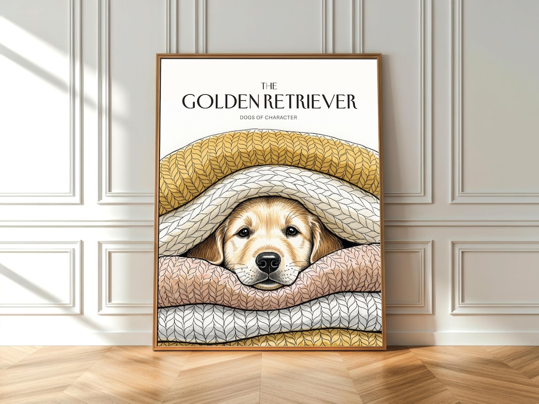 Golden Retriever Watercolor Print: Puppy Eyes, Cozy Autumn Decor (fine ...