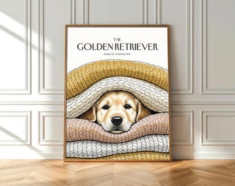 Golden Retriever Aquarell Print: Hundeaugen, gemütlicher Herbst Dekor (Fine Art Poster)