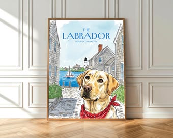 Gelber Labrador Kunstdruck: Coole Aquarell Hundekunst
