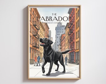 Aquarell Black Labrador Art Print: Soho NYC Hundeliebhaber Dekor (Digitaler Download)