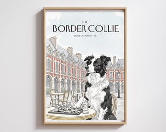 Border Collie Watercolor Print: Parisian Dog Art (Digital Download