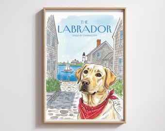 Yellow Labrador Watercolor Print: Coastal Chic Dog Art (Digital Download)