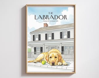 Watercolor Labrador Portrait: Yellow Lab with Tennis Ball (Digital Download)
