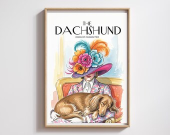 Watercolor Dachshund Art Print: Elegant Dog Portrait (Digital Download)