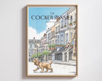 Impresión de acuarela de un cocker spaniel: Arte de Notting Hill, Londres (descarga digital)