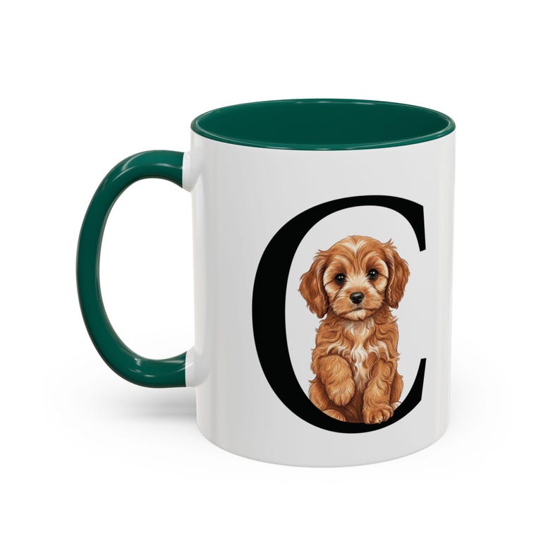 Tazza con iniziale Cavapoo C, tazza con monogramma Cavapoo, tazza con alfabeto per cani, regalo personalizzato per amanti dei cani, illustrazione Cavapoo, regali Cavapoo immagine 7