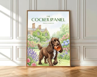 Lámina artística de ojos de cachorro de Cocker Spaniel: Decoración campestre inglesa (póster de bellas artes)