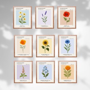 ワイルドフラワー ボタニカルプリントセット：メドウ＆コテージコア ウォールアート（デジタルダウンロード）