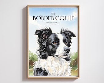 Border Collie Watercolor Portrait: Vibrant Dog Breed Art