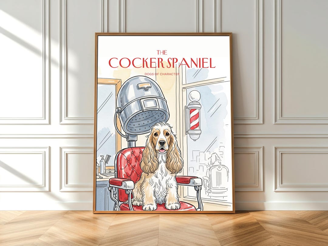 Whimsical Cocker Spaniel Watercolor Print: Vintage Dog Art (fine Art ...
