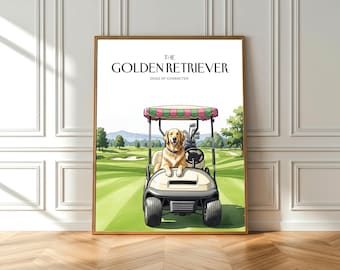 Aquarell Golden Retriever Golf Art Print: Hundeliebhaber Dekor (Fine Art Poster)