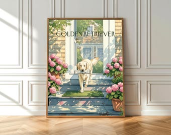 Impresión de Golden Retriever: Arte canino americano vintage (Póster de Bellas Artes)