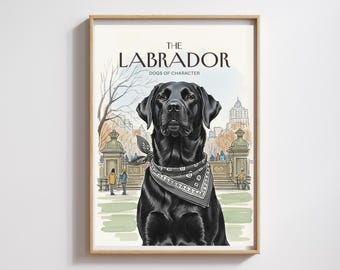 Black Labrador Watercolor Print: Central Park Dog Art (Digital Download, Multiple Sizes)