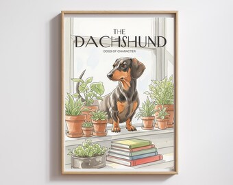 Watercolor Dachshund Print: Sausage Dog Art for Book Lovers (Digital Download)