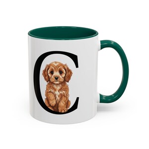 Tazza con iniziale Cavapoo C, tazza con monogramma Cavapoo, tazza con alfabeto per cani, regalo personalizzato per amanti dei cani, illustrazione Cavapoo, regali Cavapoo immagine 5