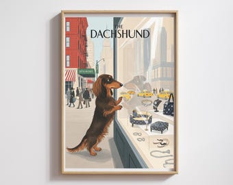 Impresión de Dachshund de la Quinta Avenida de Nueva York: Arte canino caprichoso (descarga digital)