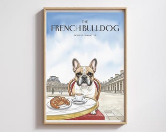 Französische Bulldogge Aquarell Druck: Pariser Bistrohund Kunst (Digitaler Download)