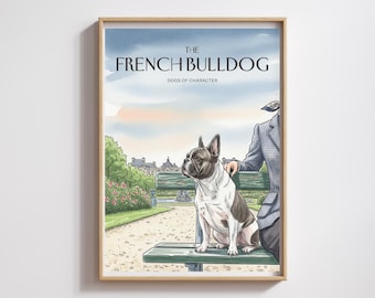 Französische Bulldogge Aquarell Druck: Pariser Jardin Luxemburg Szene (Digitaler Download)