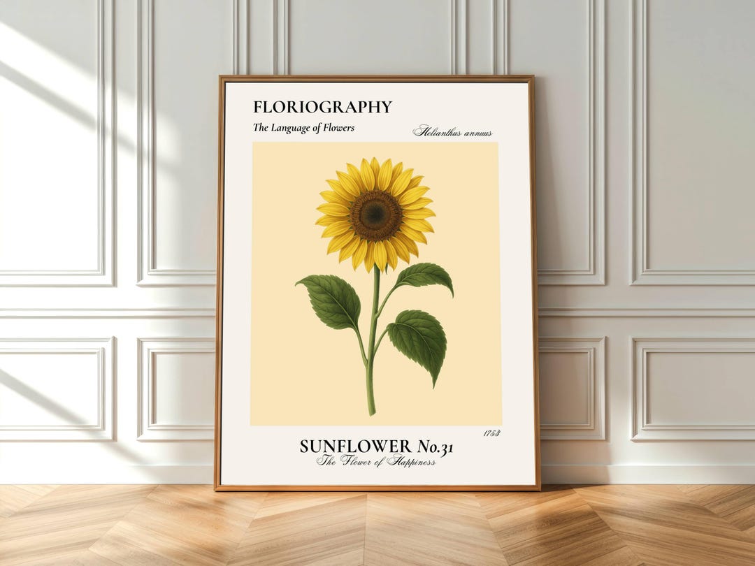 Sunflower Signature Sunflower Wall Art Print | Signature Collection Botanical Poster ...