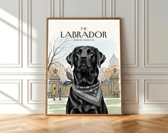 Black Labrador Retriever Watercolor Print: Central Park Dog Art (Fine Art Poster)
