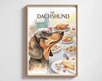 Dackel Foodie Art Prints: Black and Tan Dackel Dekor (Digitaler Download)