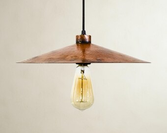 Vintage Industrial Copper Pendant Light Shade: Rustic Steampunk Fixture