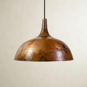 Handmade Hammered Copper Pendant Light, Rustic Ceiling Light Fixture, Mid-Century Modern Copper Lamp for Kitchen Island & Dining Room