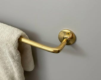 Unlacquered Brass Towel Bar, Minimalist Solid bathroom Rail, Wall Mounted bath accessories
