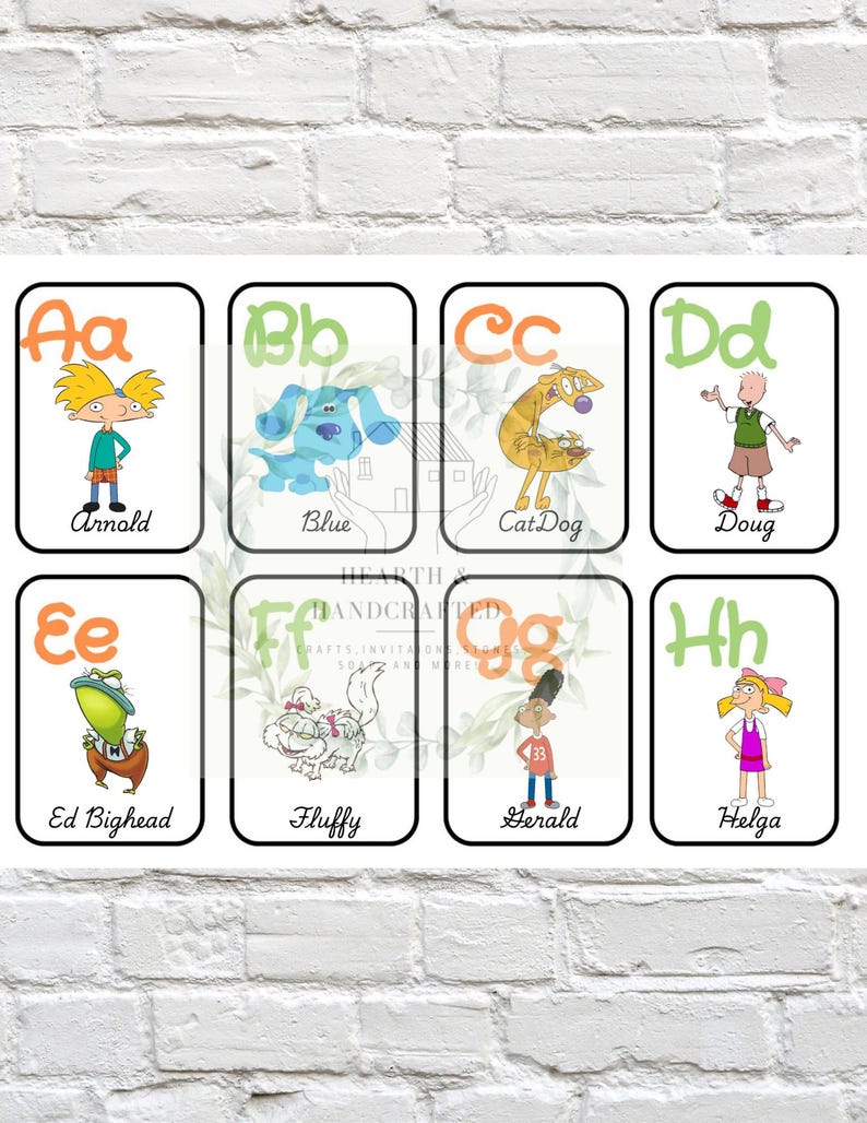 90's Nickelodeon Themed Alphabet Flashcards - Etsy