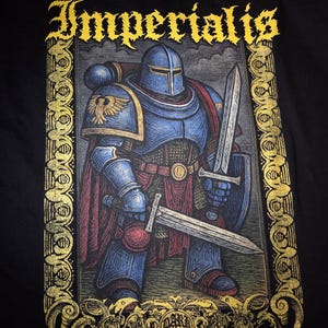 Imperialis Gothic Knight Tee, Medieval Fantasy T-Shirt, Dark Age Armor Shirt, Heavy Metal Graphic Tee, Sci-Fi War Art, Men&#39;s Top