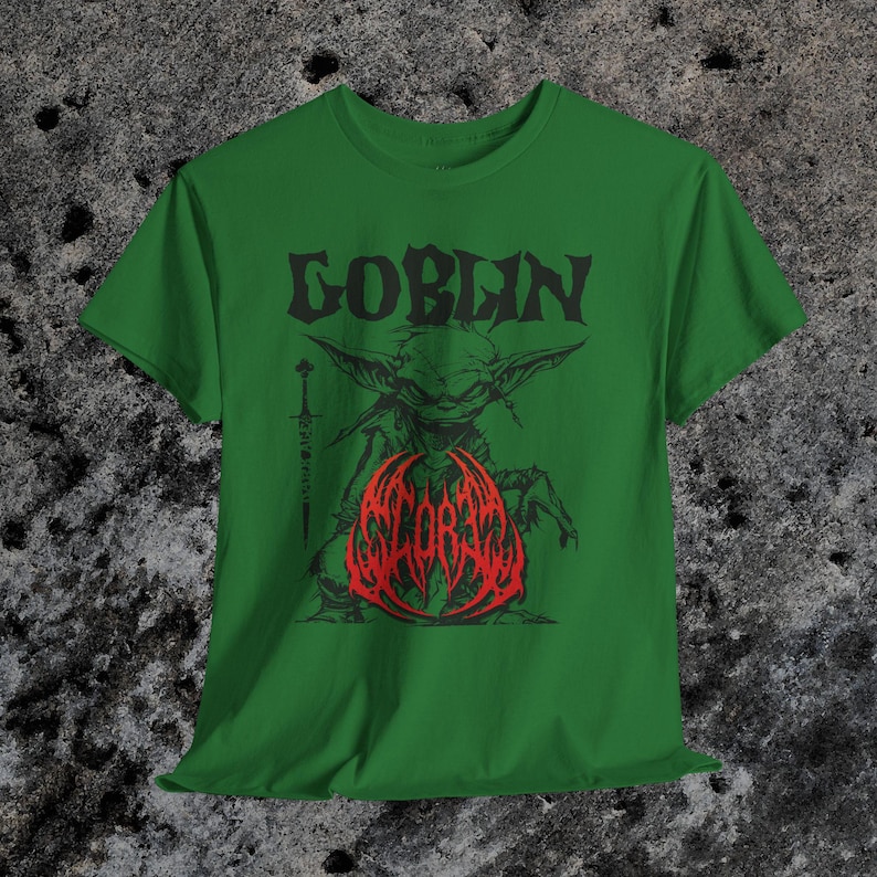 Heavy Metal Goblin Core Graphic Tee - Dark Fantasy Apparel Turf Green