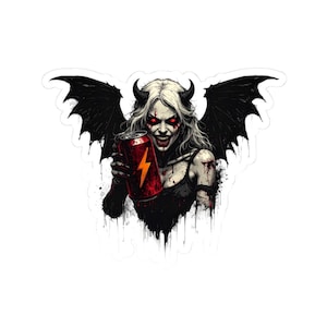 Demon Girl Energy Kiss-Cut Stickers - Dark Fantasy Designs for Laptop, Water Bottle, Phone Case, Unique Gift for Halloween and More